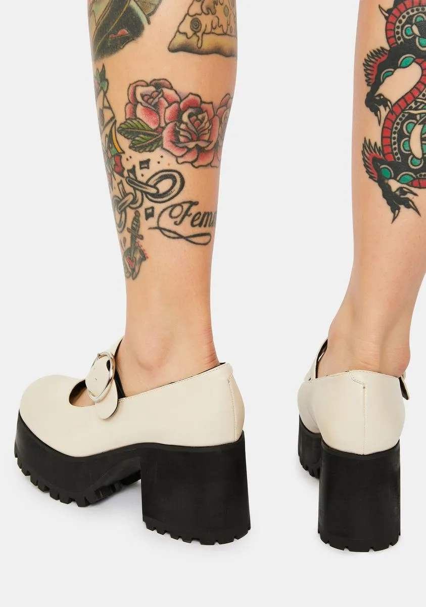 Ivory Damnation Platform Mary Janes-