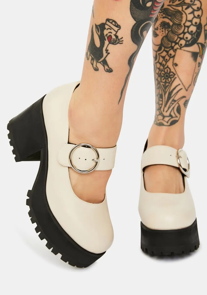 Ivory Damnation Platform Mary Janes-