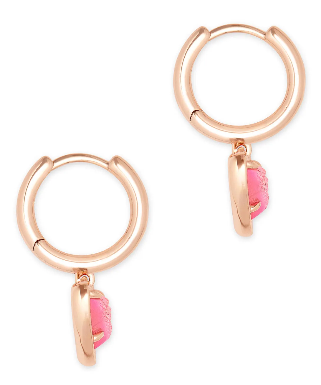 Kendra Scott Ari Heart Huggie Earrings - Pink Drusy/Rose Gold