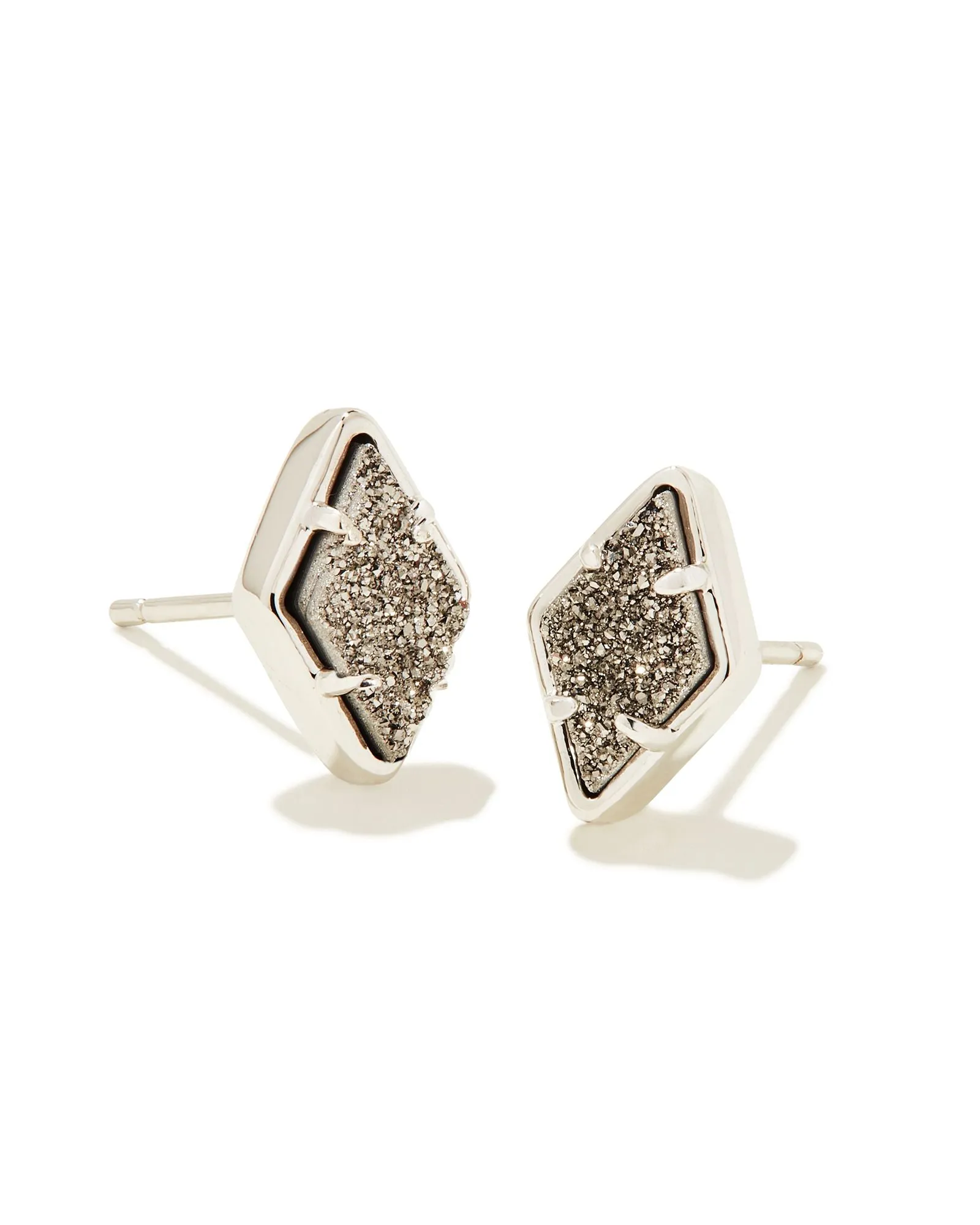 Kendra Scott Kinsley Stud Earrings-- Rhodium Platinum Drusy