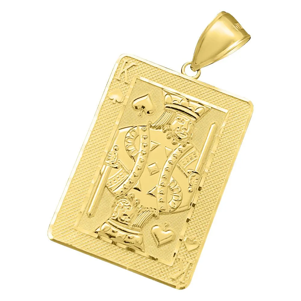 King Poker Playing Card DC 10K Yellow Gold Pendant