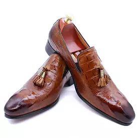 Luxury Leather Loafer Shoes With Tassels