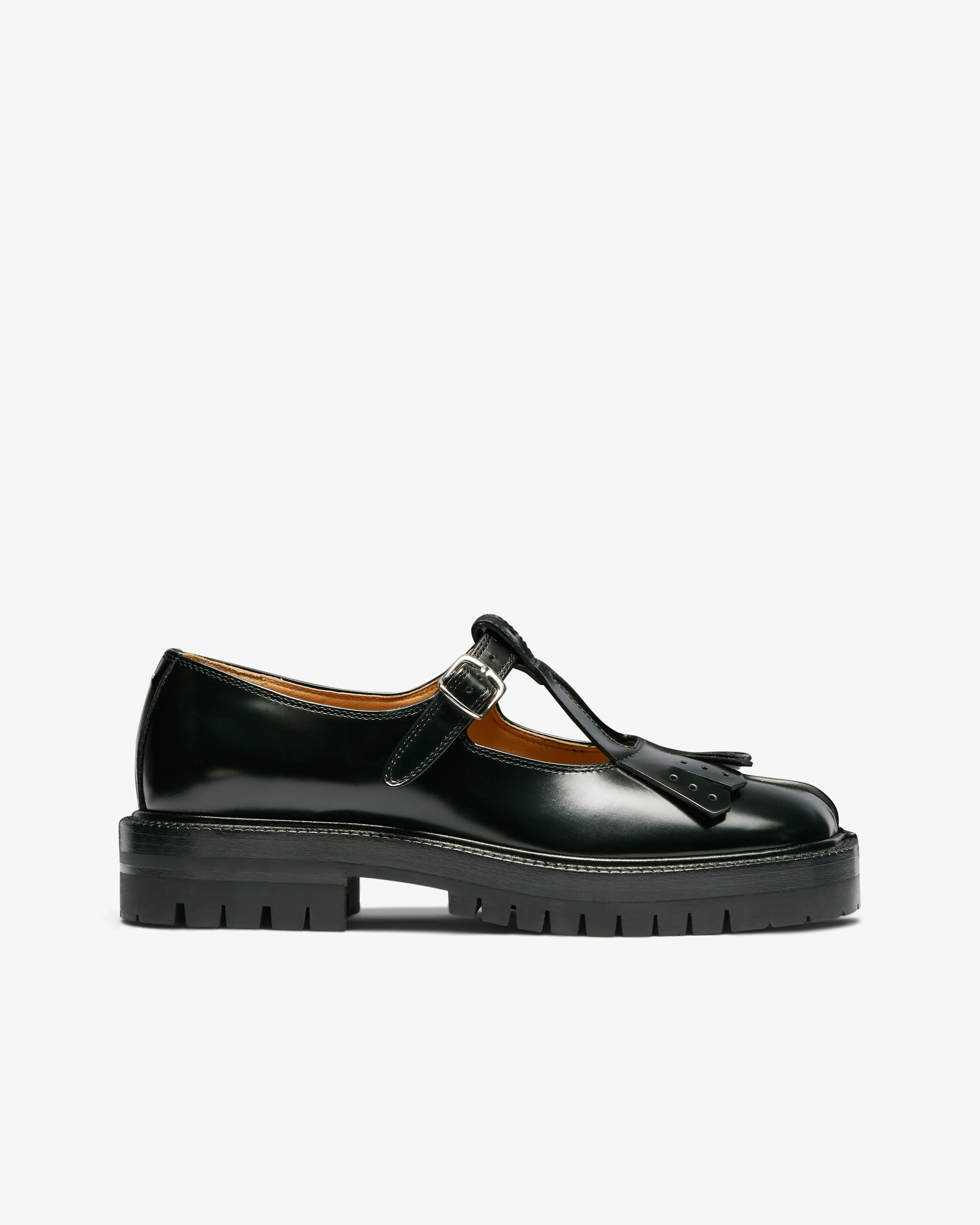 Maison Margiela Women's Tabi County Leather Mary Janes  Black