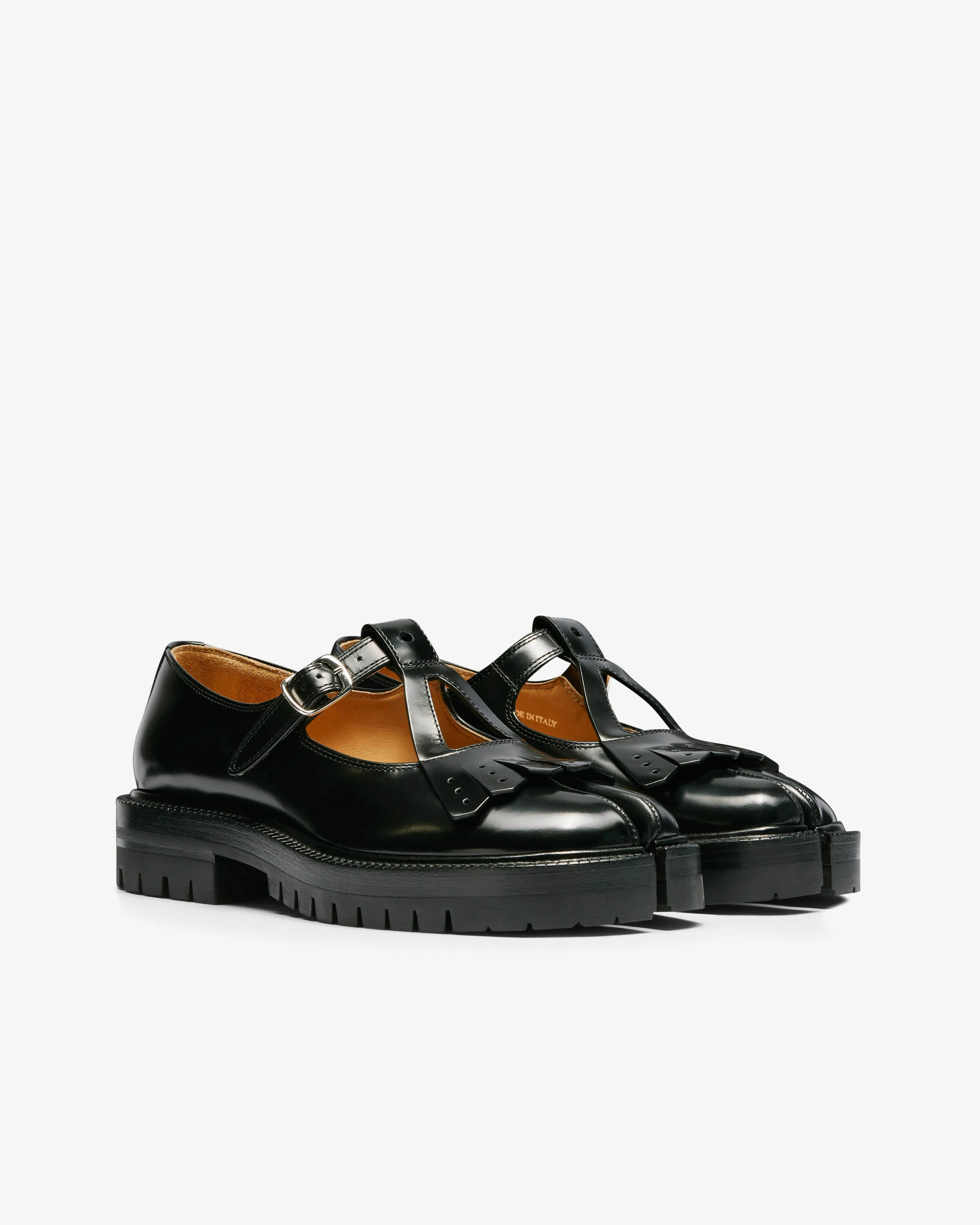 Maison Margiela Women's Tabi County Leather Mary Janes  Black