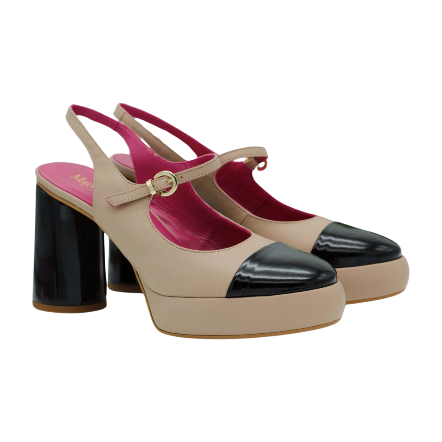 MARCO MOREO  KAY Camel Black Mary Jane Shoe F083