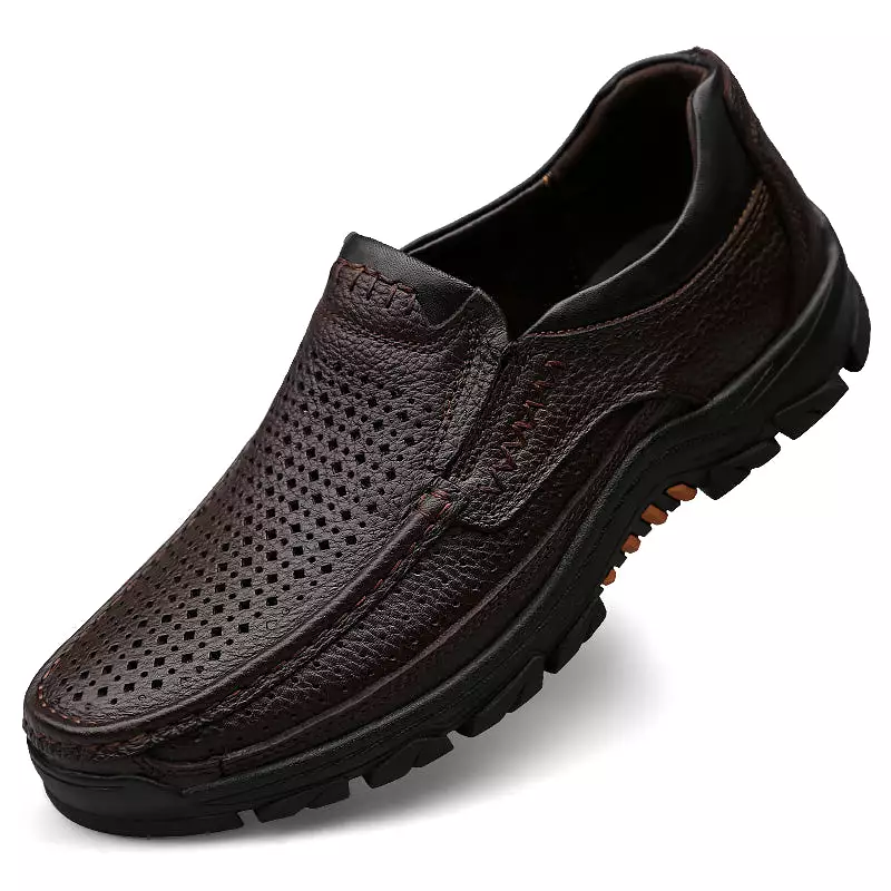 Men Cow Leather Comfy Soft Slip On Oxfords