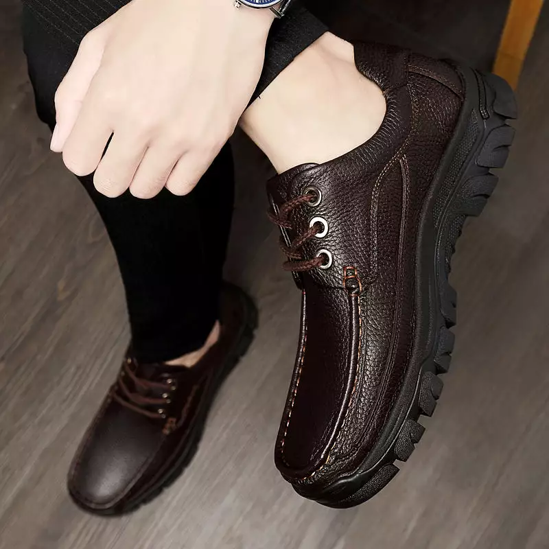 Men Cow Leather Comfy Soft Slip On Oxfords