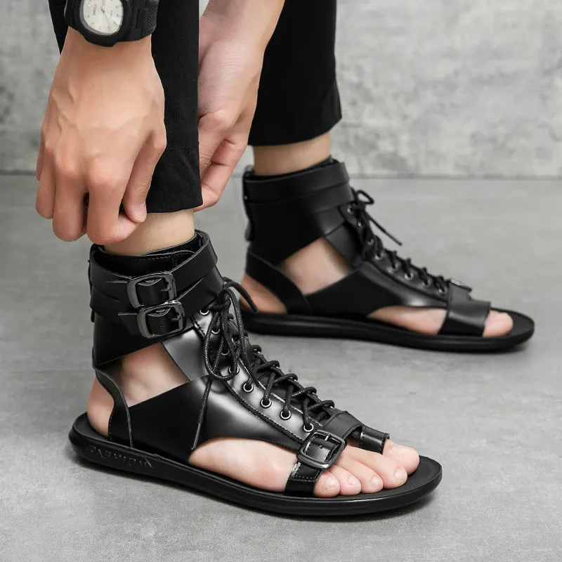 Men Leather Roman Sandals 