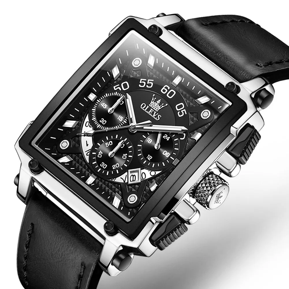 Men's Casual Square Luxury Stainless Steel Waterproof Quartz Wristwatch