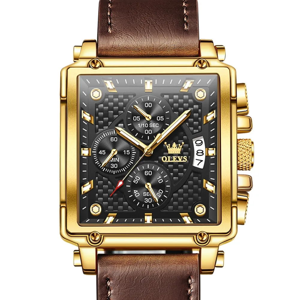 Men's Casual Square Luxury Stainless Steel Waterproof Quartz Wristwatch