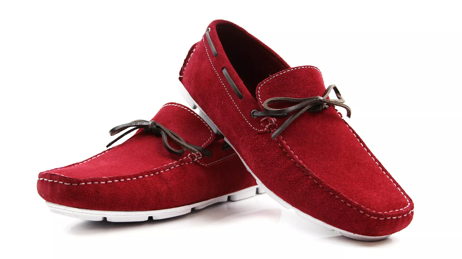 Mens Zasel Port Red Suede Leather Casual Dress Boat Deck Loafers Shoes