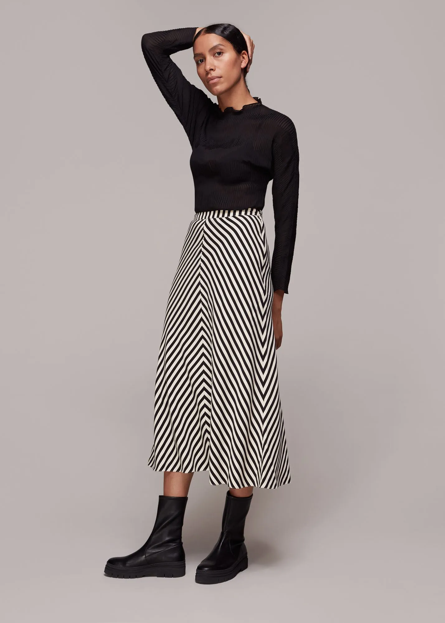 Multicolour Diagonal Stripe Skirt