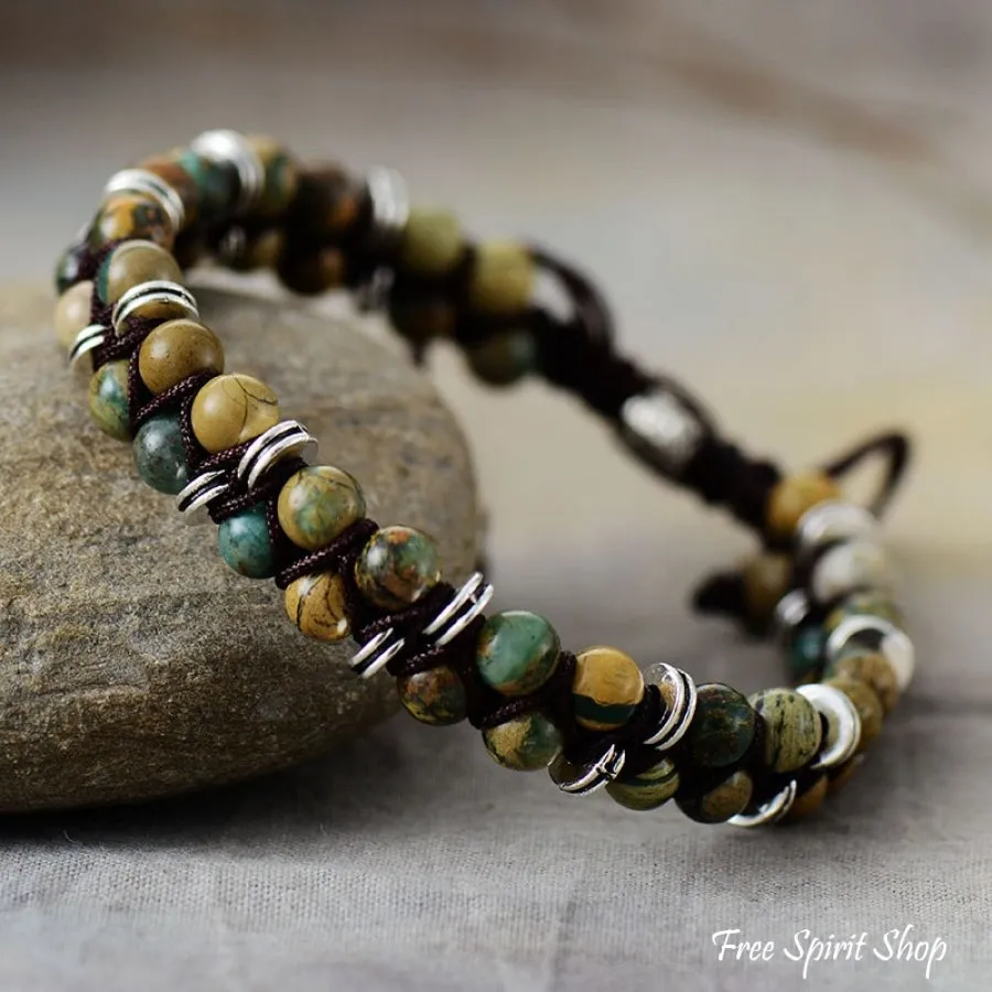 Natural Green Jasper Beaded Bracelet