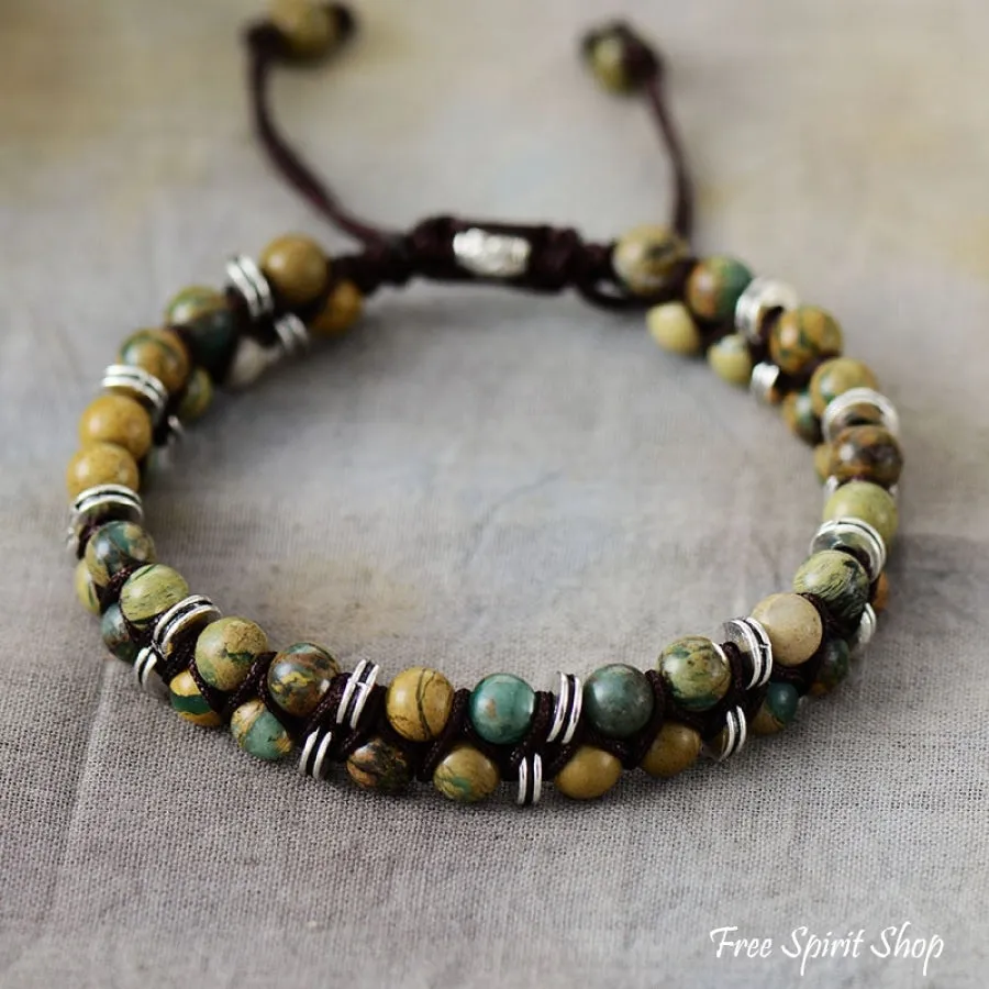 Natural Green Jasper Beaded Bracelet