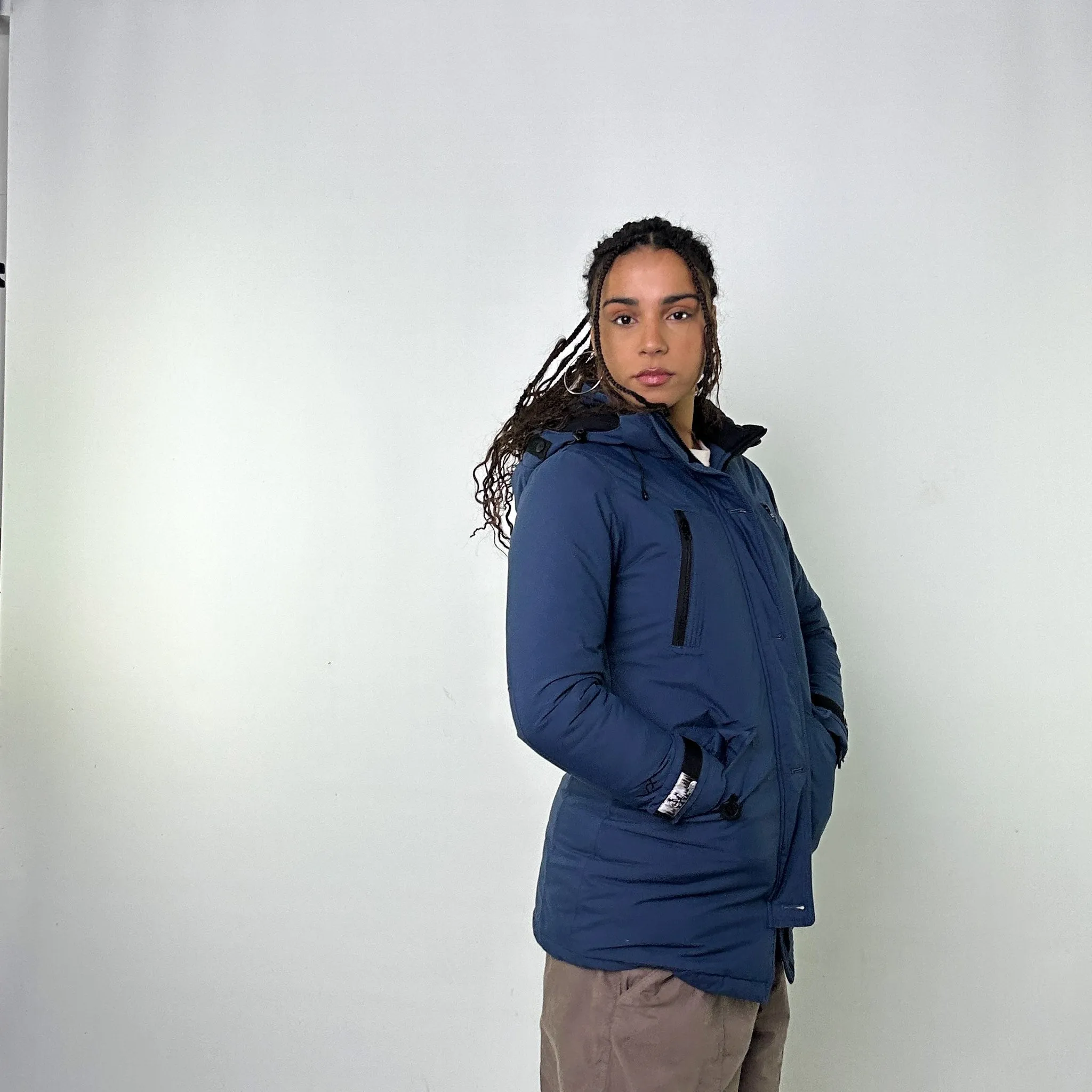 Navy Blue y2ks The North Face Puffer Jacket Coat (XS)