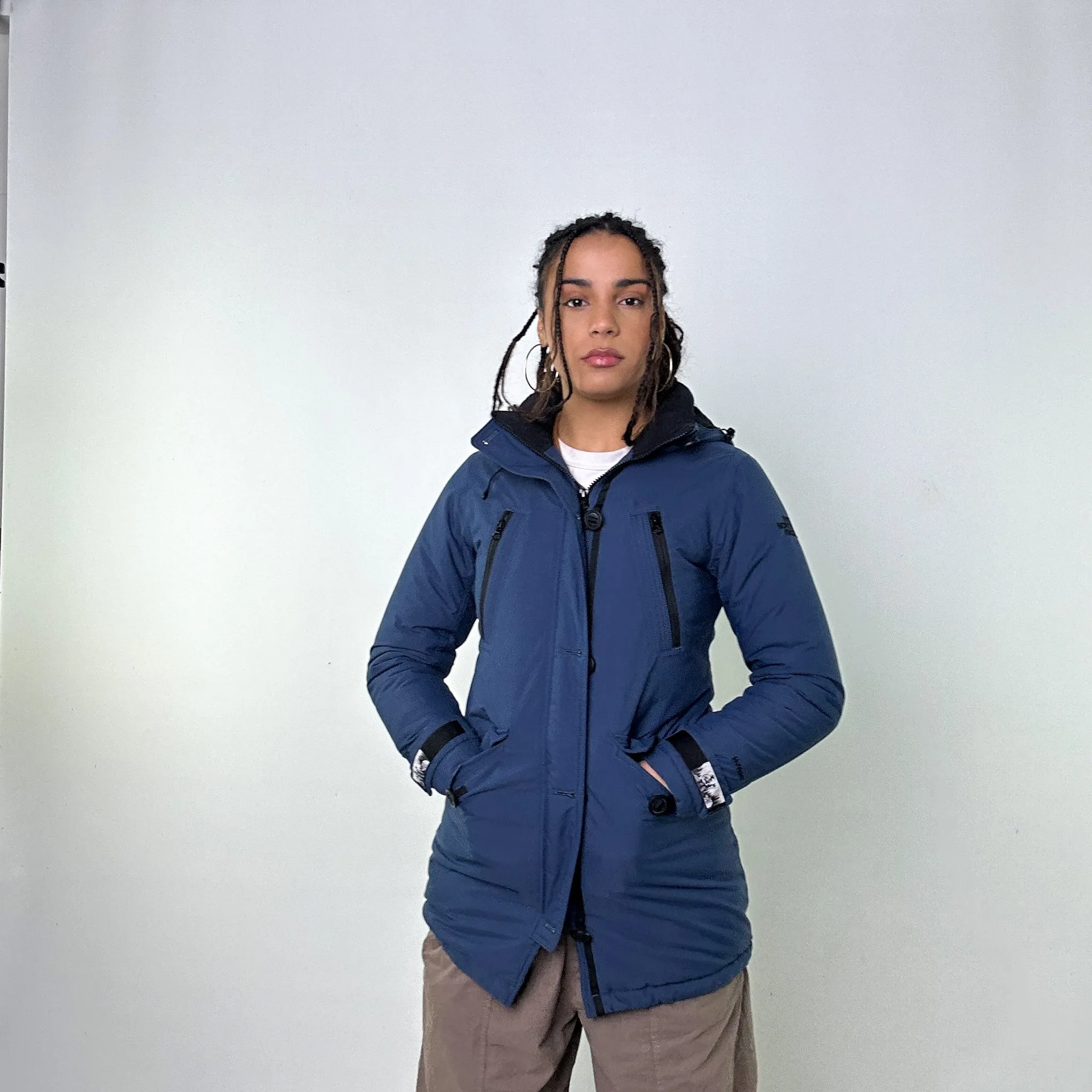 Navy Blue y2ks The North Face Puffer Jacket Coat (XS)