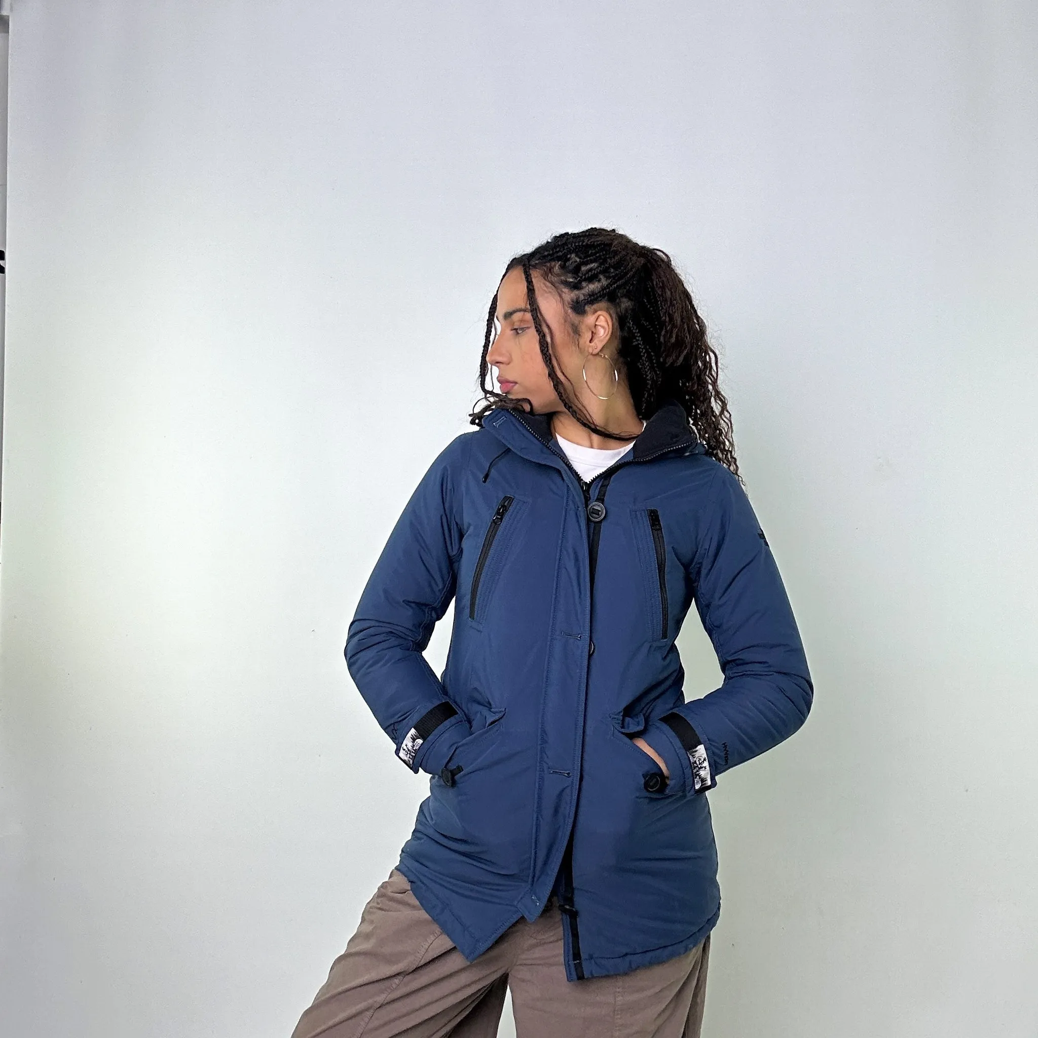 Navy Blue y2ks The North Face Puffer Jacket Coat (XS)