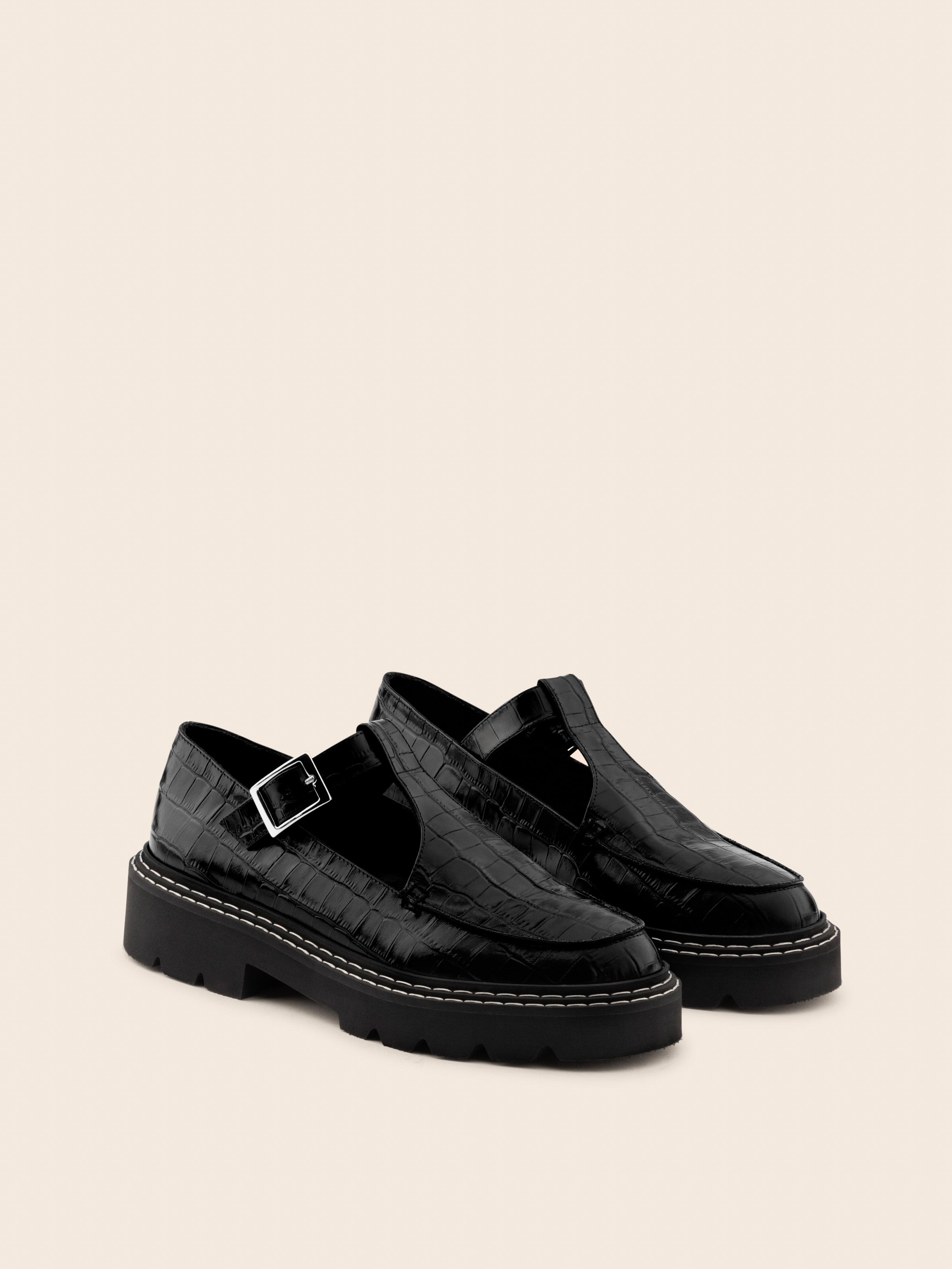 Neiva Black Croc Mary Jane