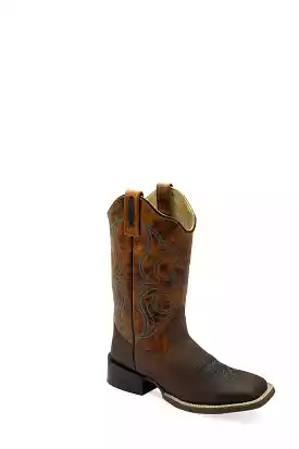 'Old West' Women's 11 Western Square Toe - Rugby Brown / Burnt Mustard