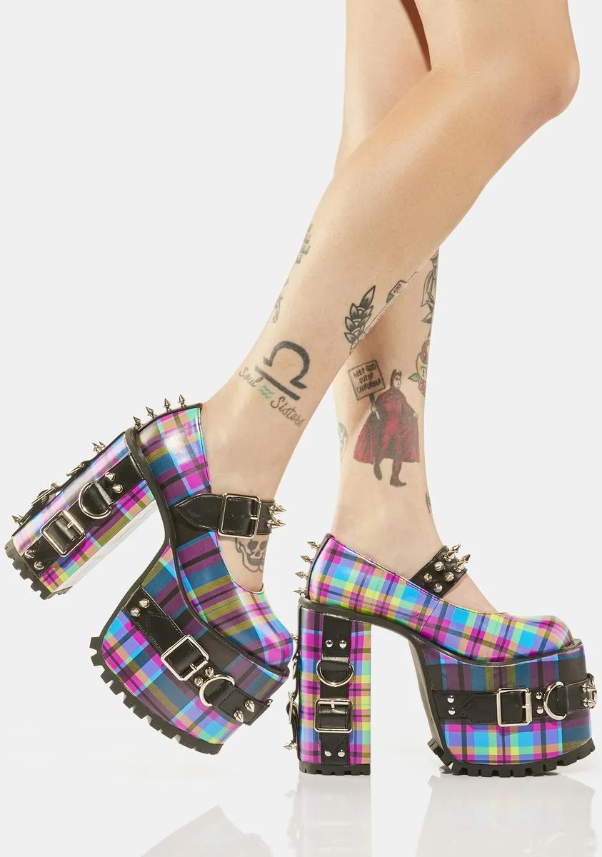 Paint The Town Plaid Mary Janes-