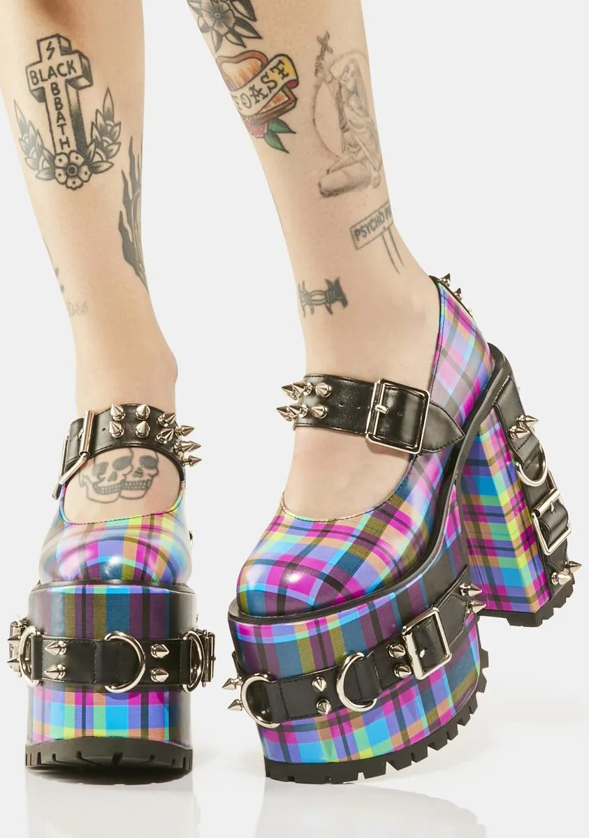 Paint The Town Plaid Mary Janes-