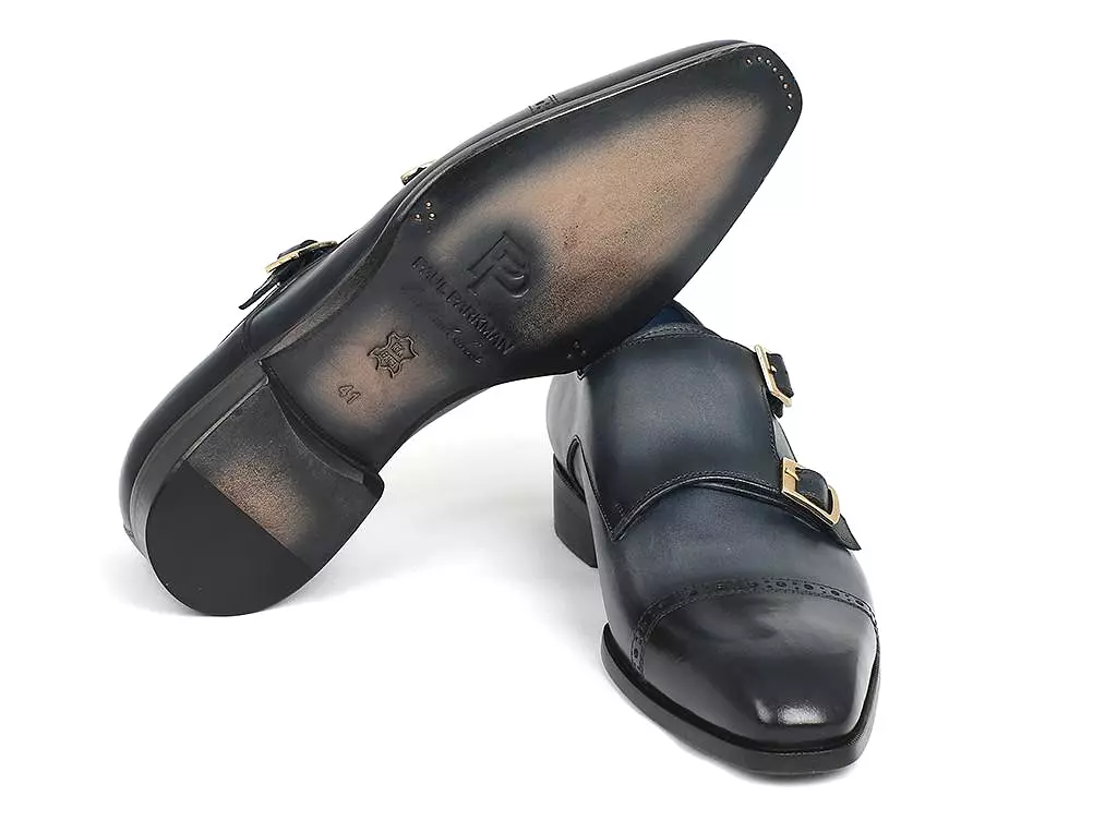 Paul Parkman Captoe Double Monkstraps Navy