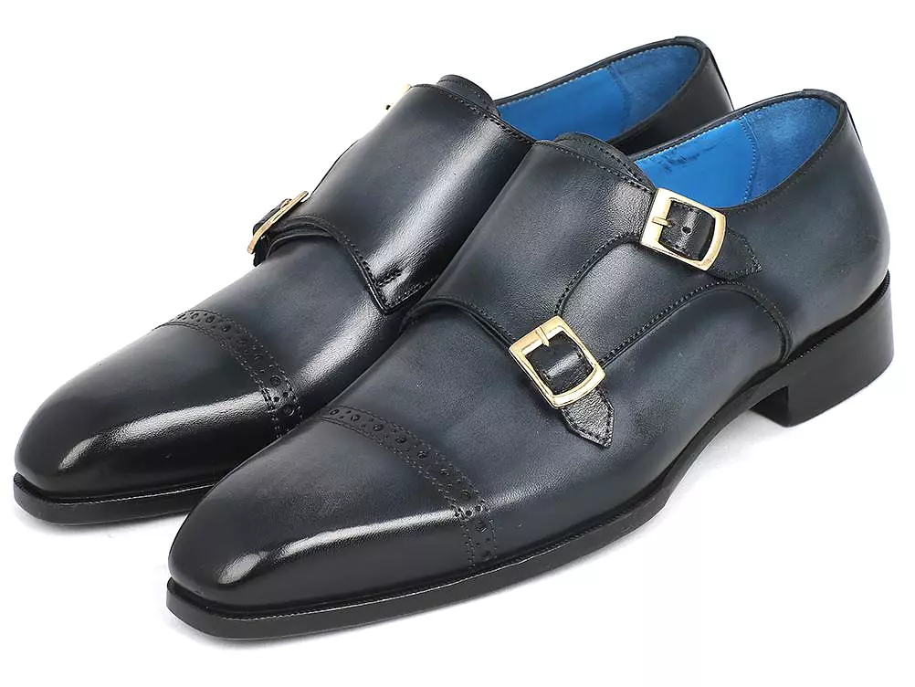 Paul Parkman Captoe Double Monkstraps Navy