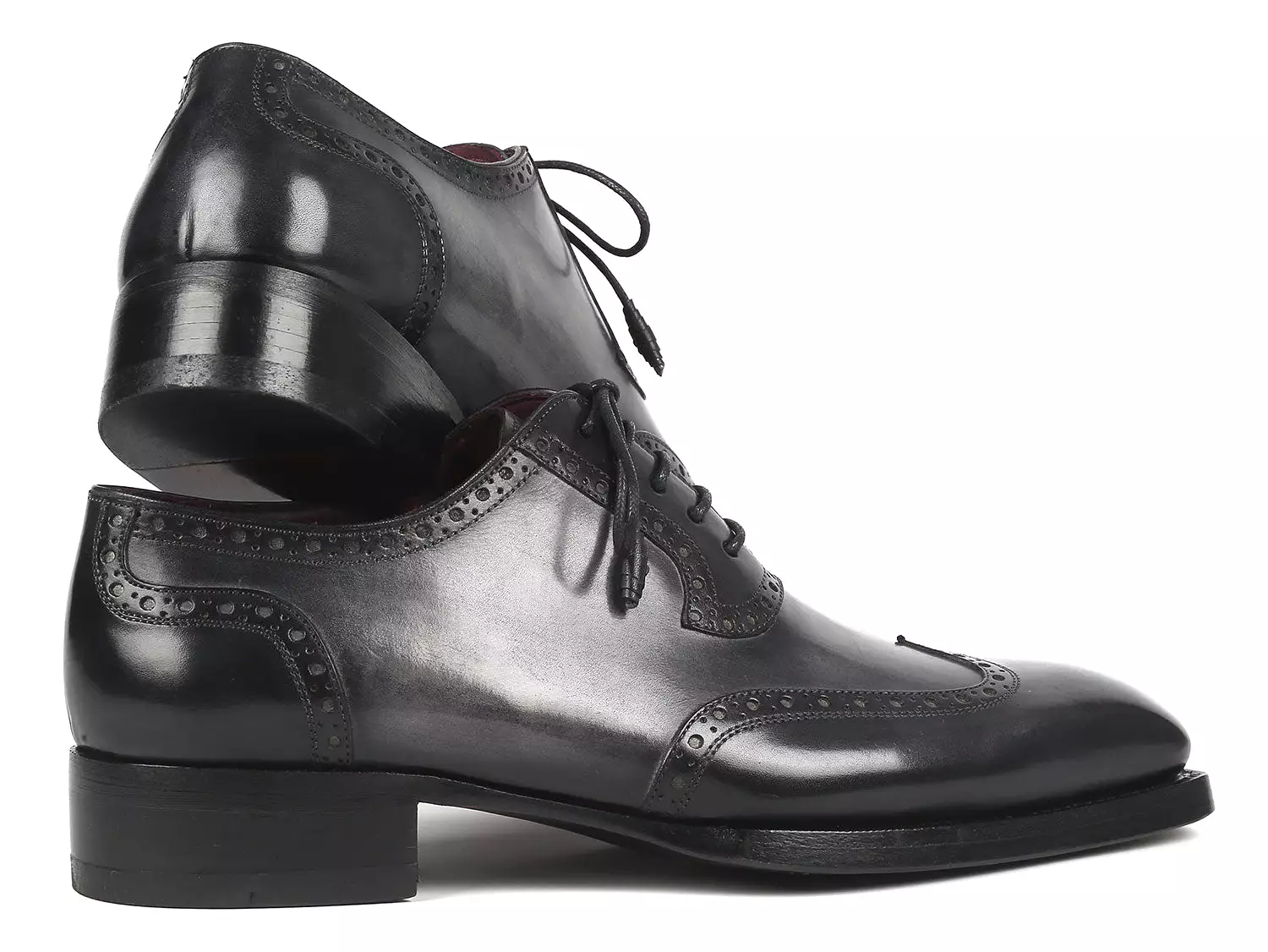 Paul Parkman Goodyear Welted Men's Wingtip Oxfords Black & Gray - 6819-GRY