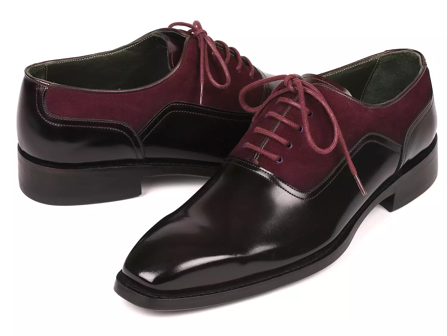 Paul Parkman Men's Burgundy Suede & Black Patent Oxfords - 17BUR85