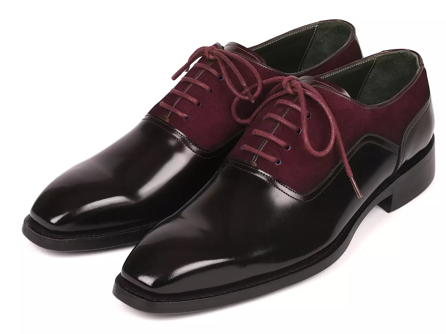 Paul Parkman Men's Burgundy Suede & Black Patent Oxfords - 17BUR85