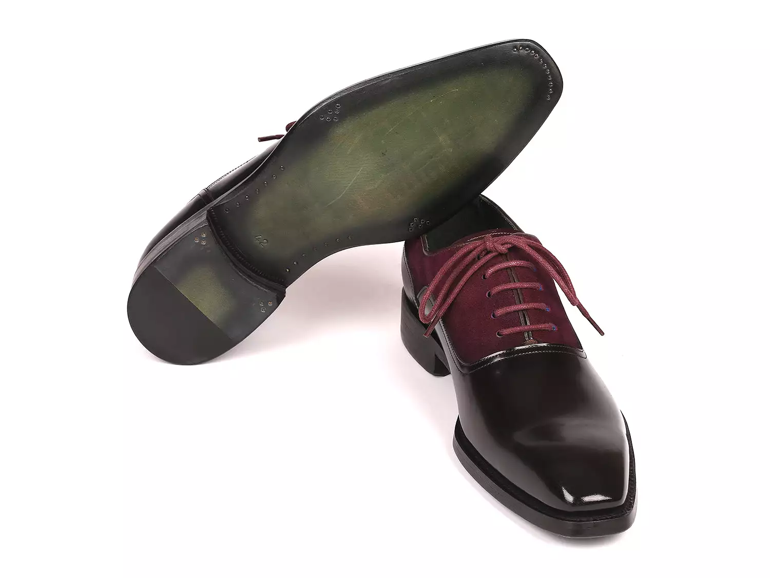 Paul Parkman Men's Burgundy Suede & Black Patent Oxfords - 17BUR85