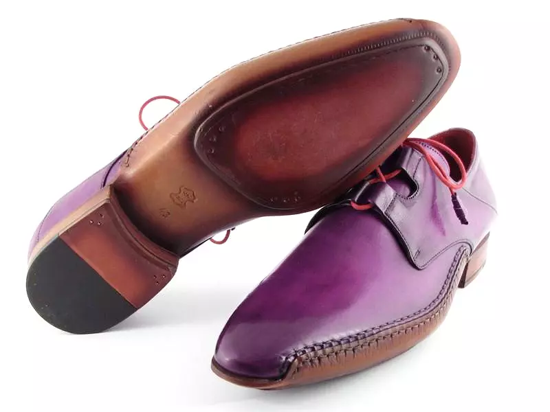 Paul Parkman Men's Ghillie Lacing Side Handsewn Dress Shoes Purple Leather