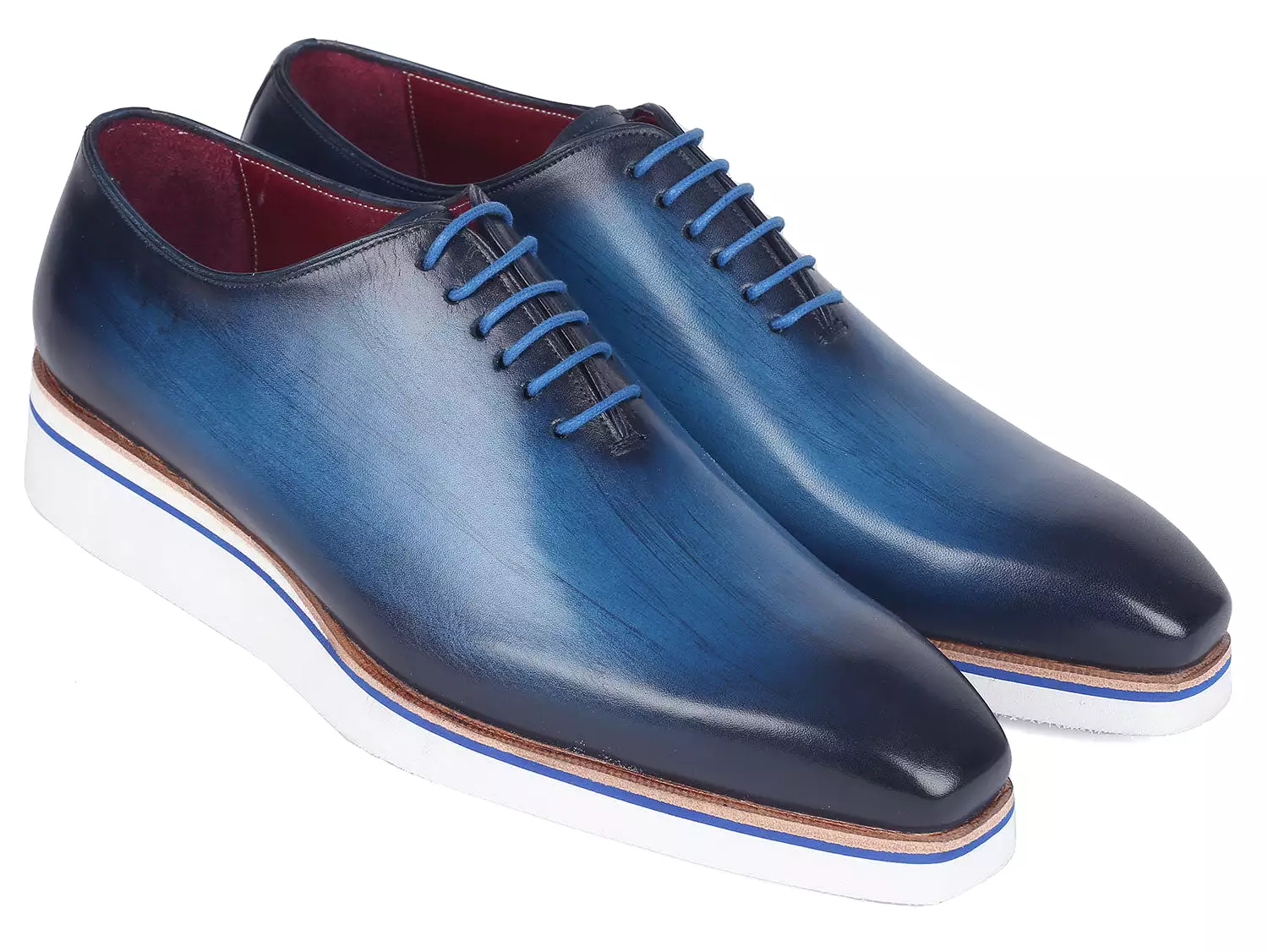 Paul Parkman Men's Smart Casual Wholecut Oxfords Blue - 191-BLU