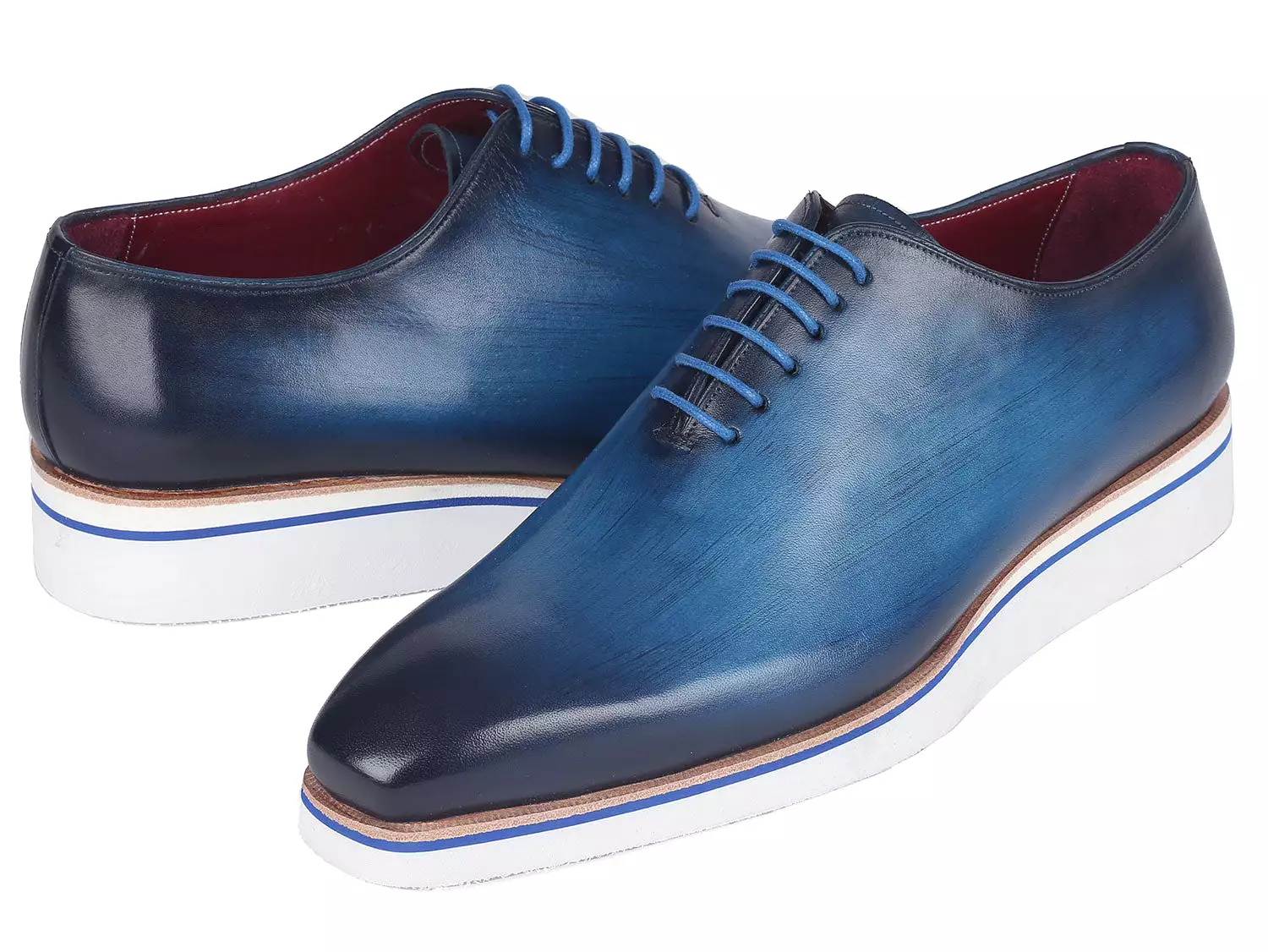 Paul Parkman Men's Smart Casual Wholecut Oxfords Blue - 191-BLU