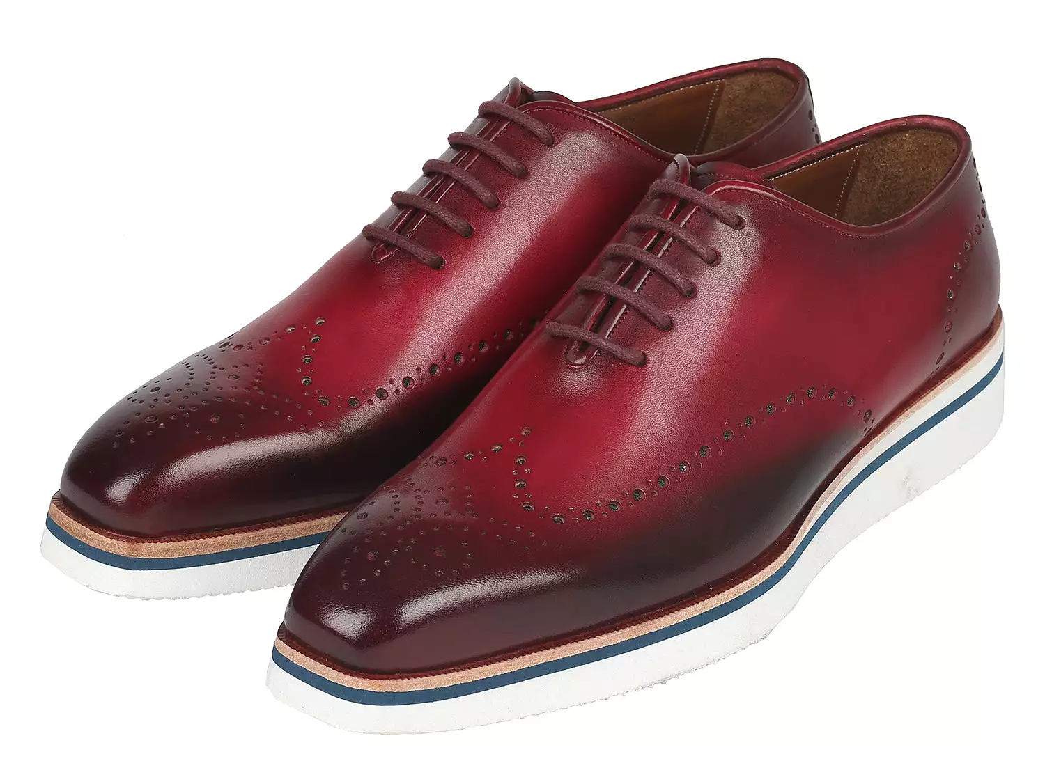 Paul Parkman Men's Smart Casual Wingtip Oxfords Bordeaux - 188-BRD