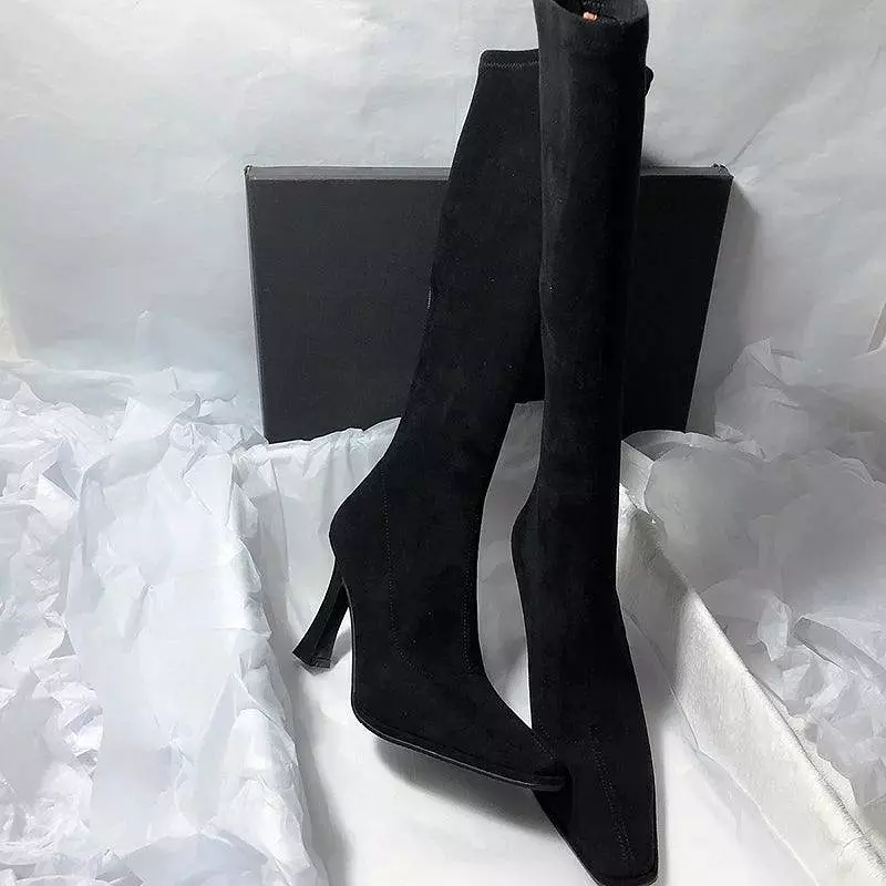 Pointy Thin High Heeled Knee High Women Boots