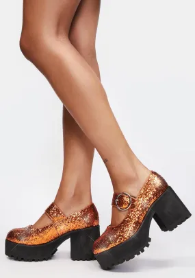 Pumpkin Sparkle Damnation Platform Mary Janes-