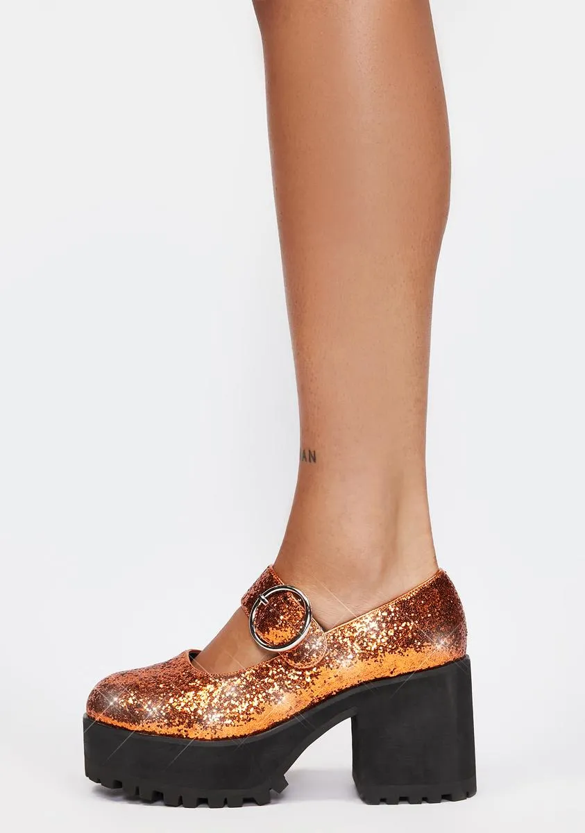 Pumpkin Sparkle Damnation Platform Mary Janes-