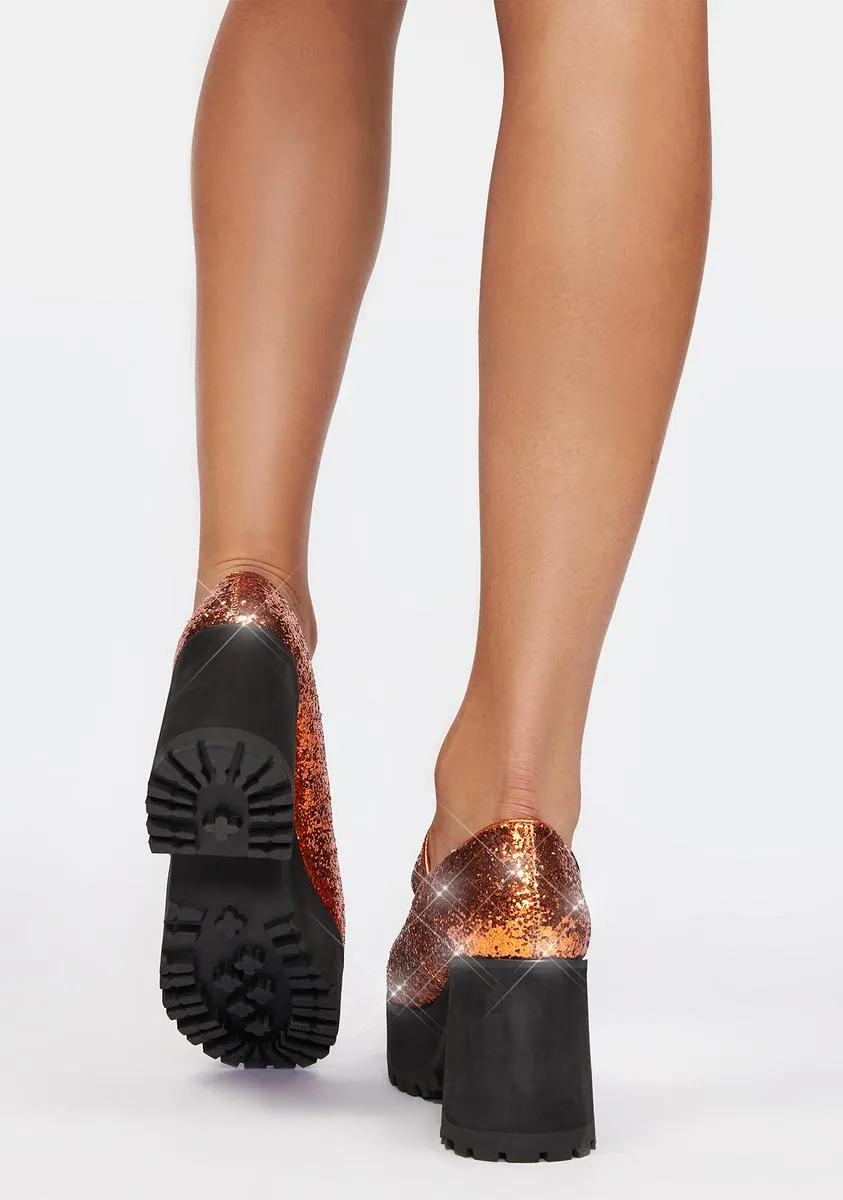 Pumpkin Sparkle Damnation Platform Mary Janes-