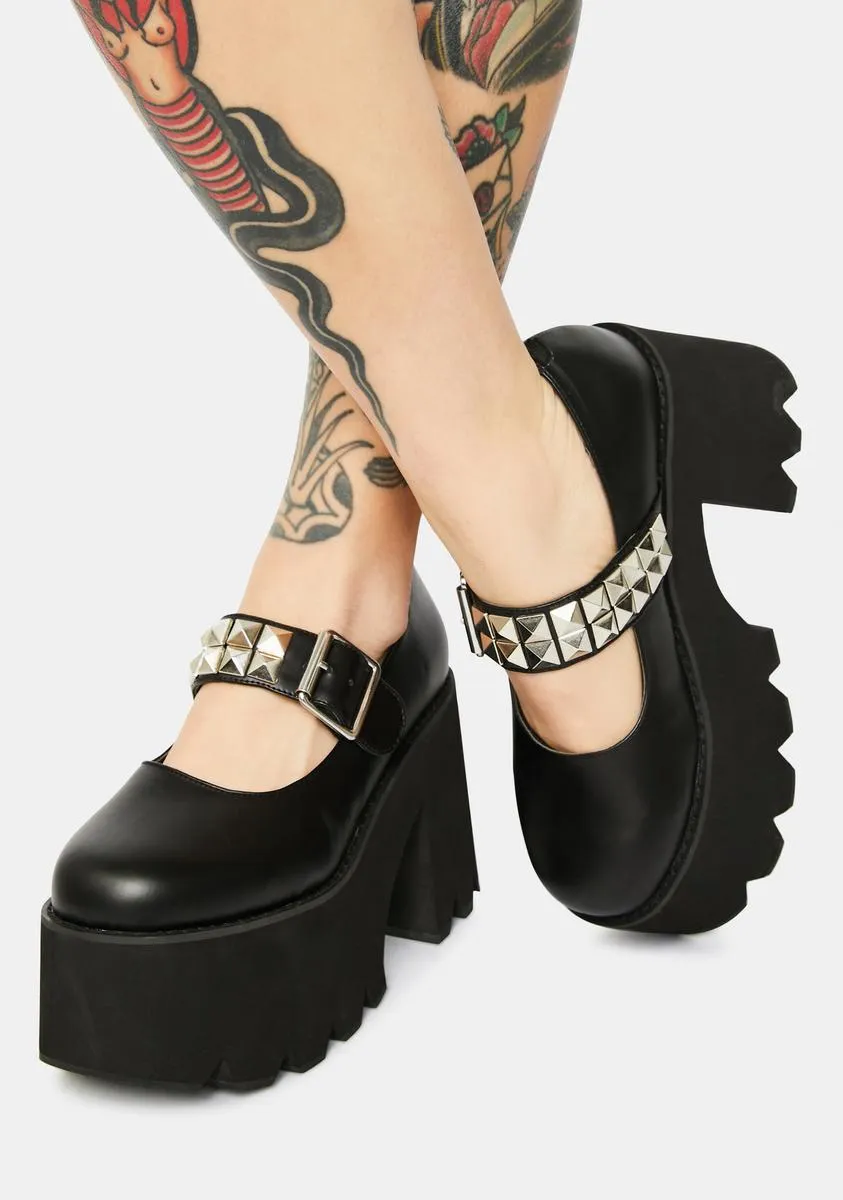 Punky Studded Platform Mary Janes-