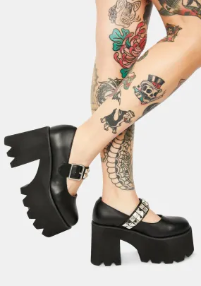 Punky Studded Platform Mary Janes-