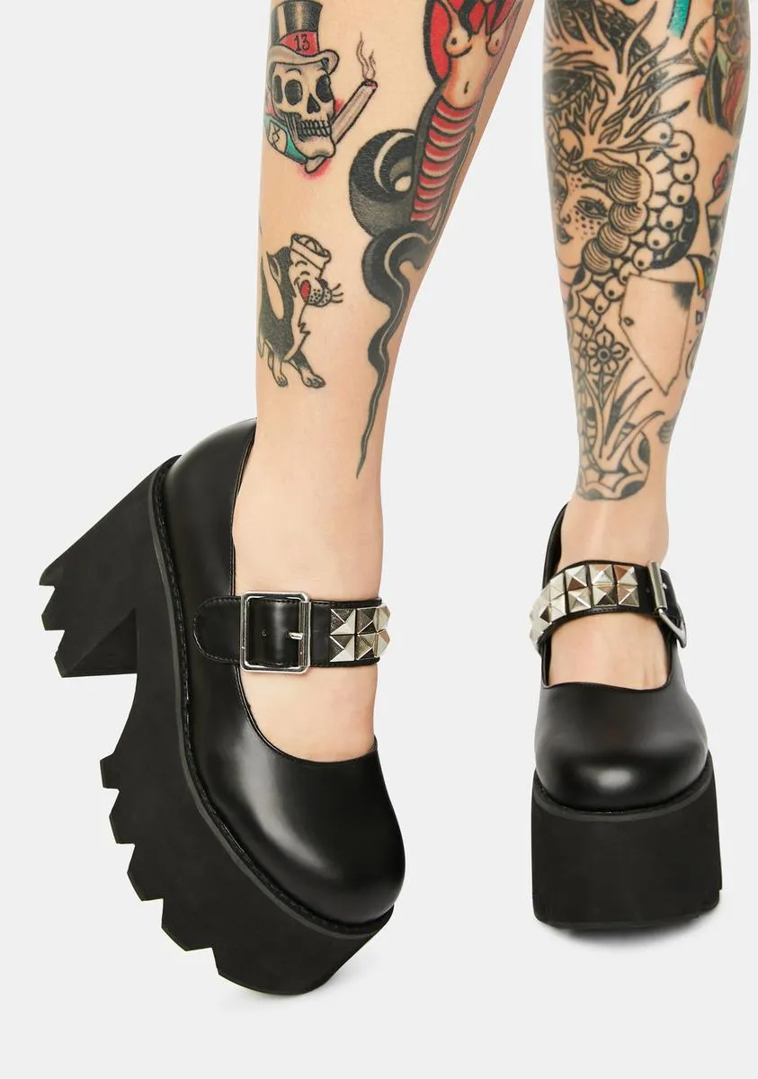 Punky Studded Platform Mary Janes-