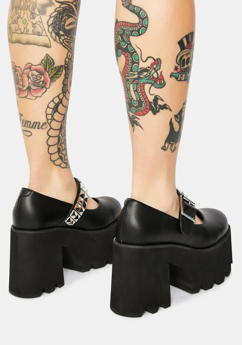 Punky Studded Platform Mary Janes-