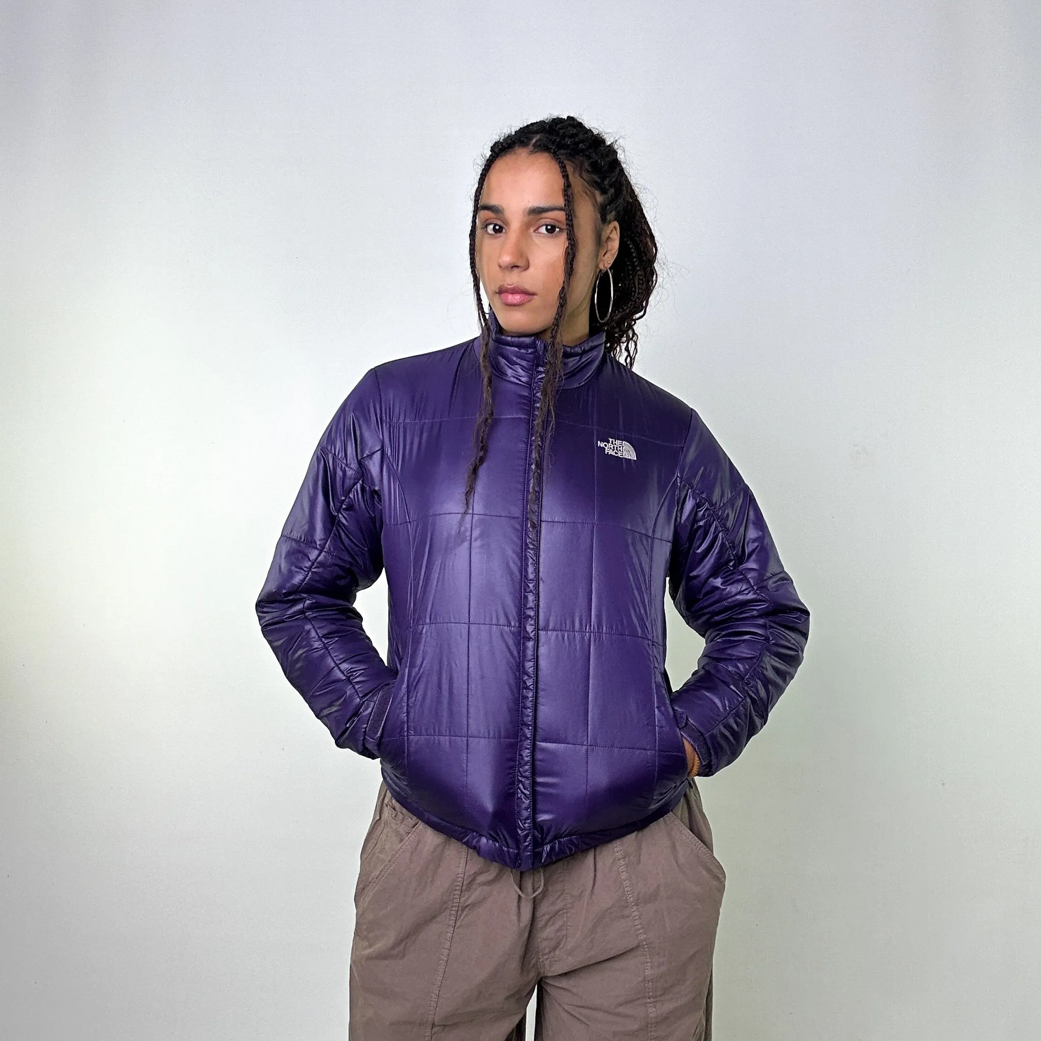 Purple 90s The North Face Light Puffer Jacket Coat (L)