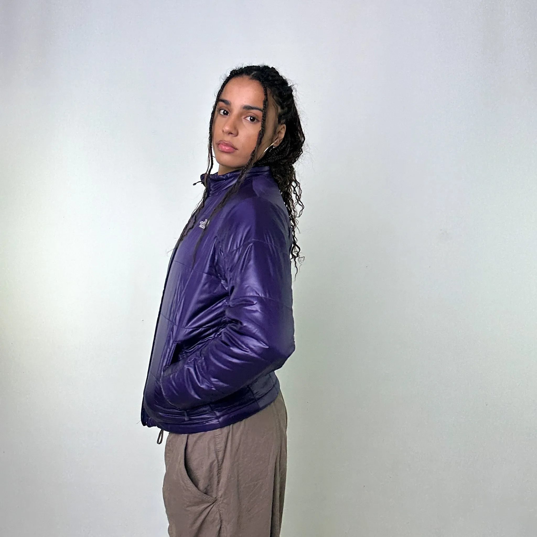 Purple 90s The North Face Light Puffer Jacket Coat (L)