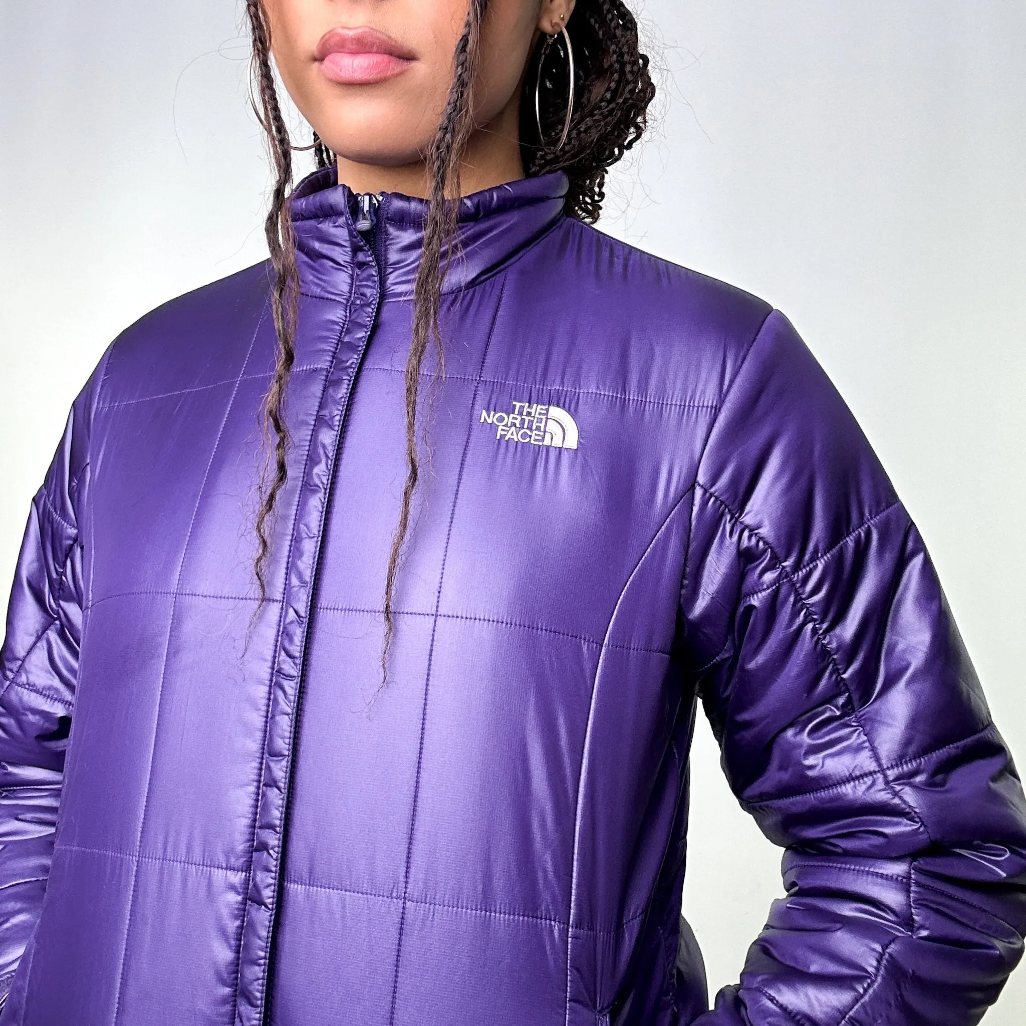 Purple 90s The North Face Light Puffer Jacket Coat (L)