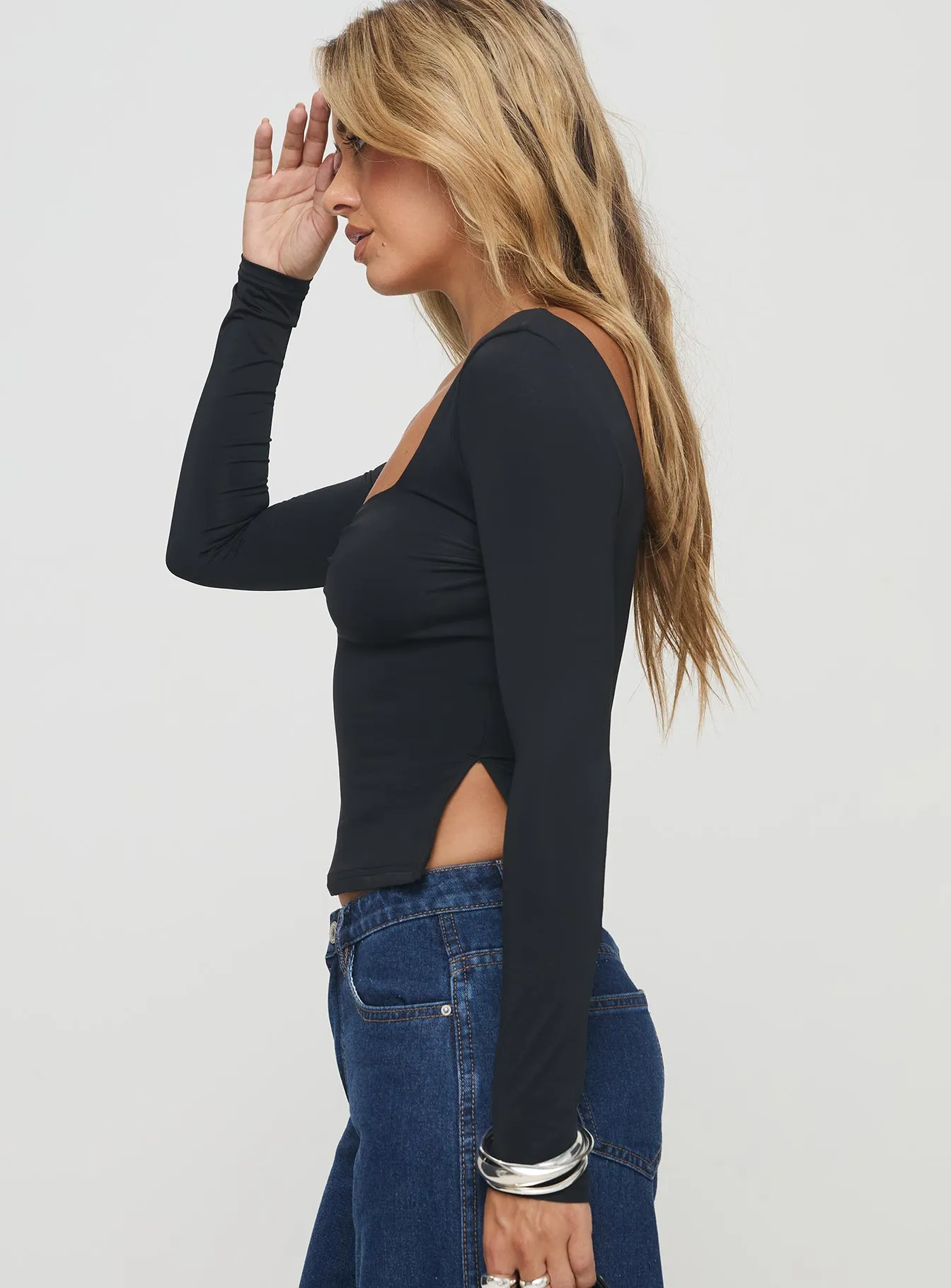 Rehna Long Sleeve Top Black