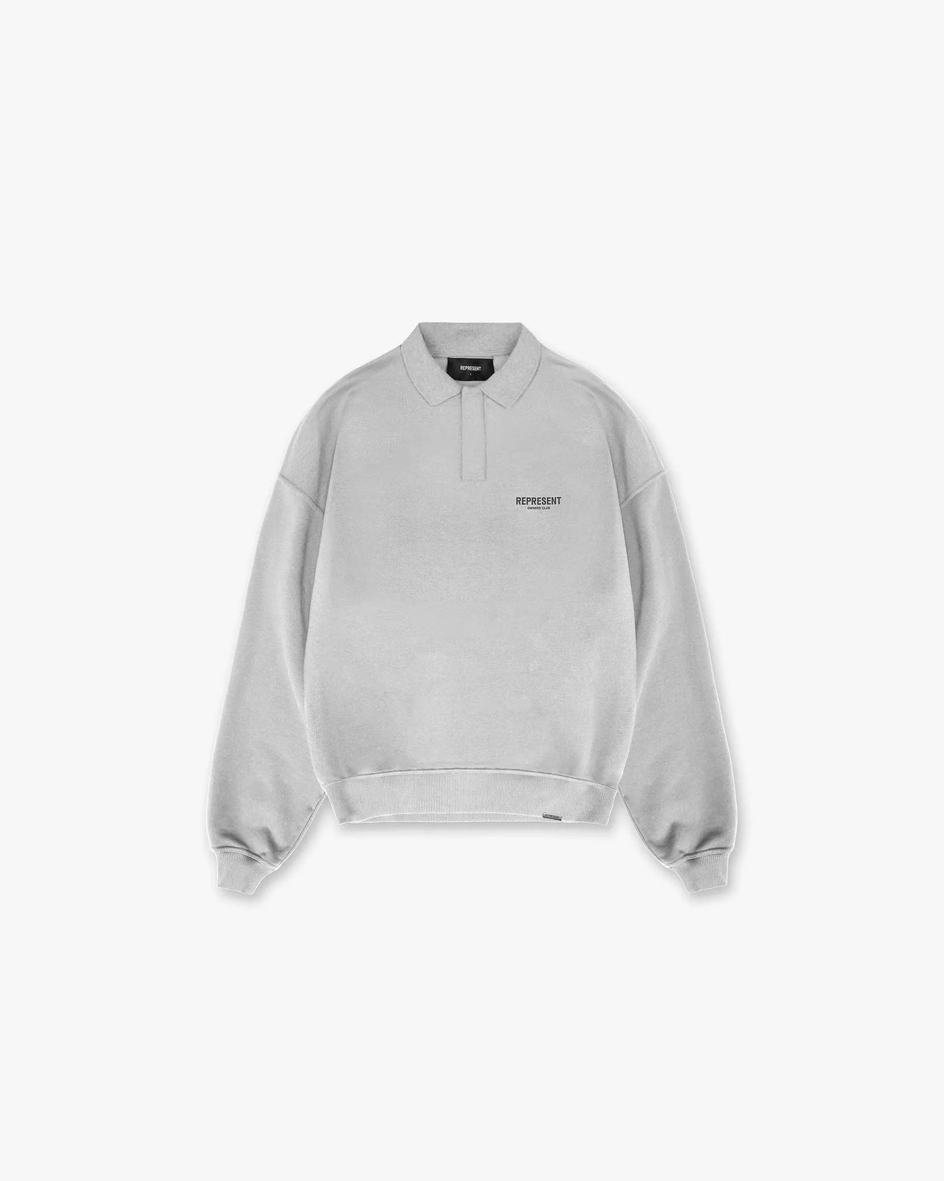 Represent Owners Club Long Sleeve Polo Sweater - Ash Grey