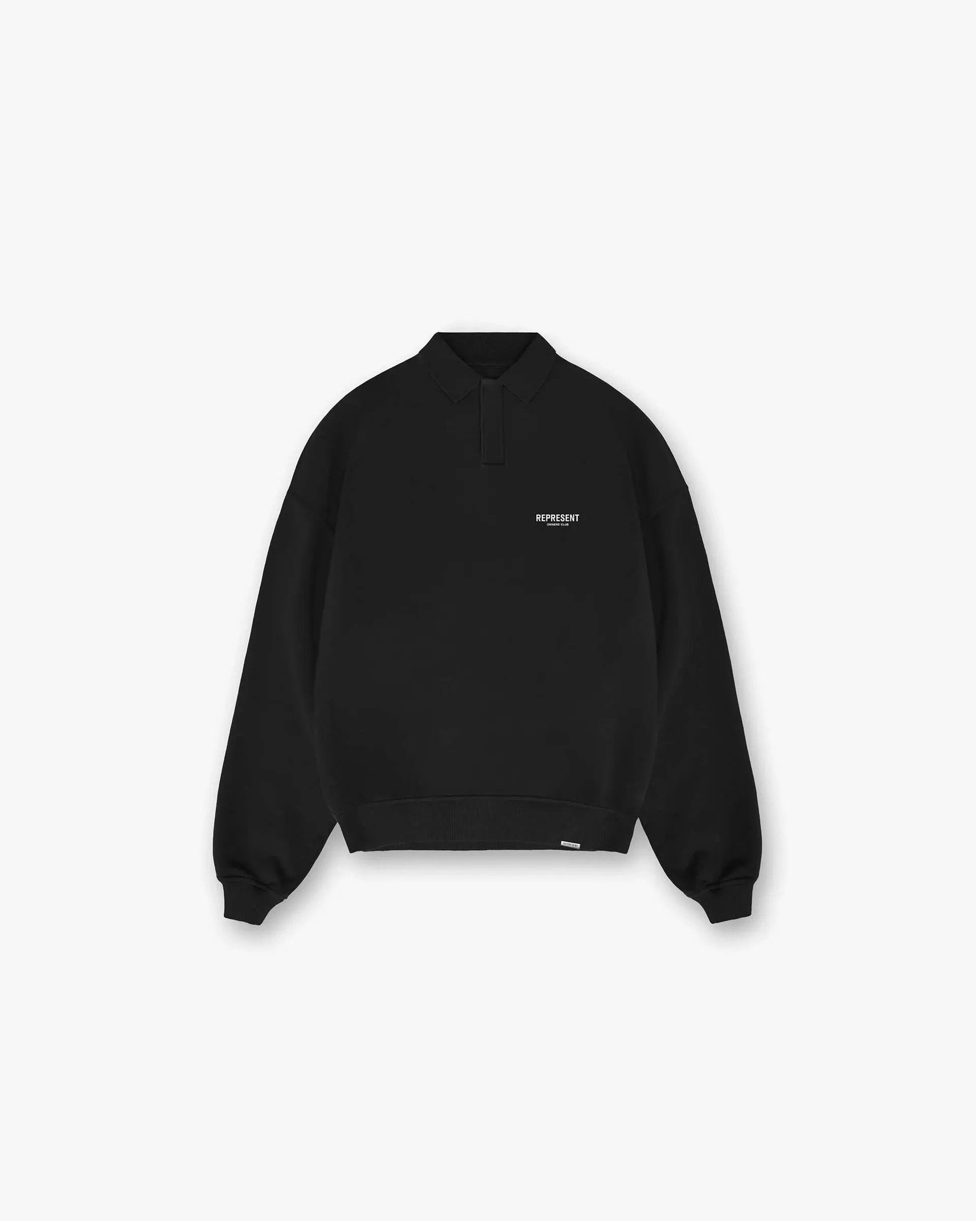 Represent Owners Club Long Sleeve Polo Sweater - Black