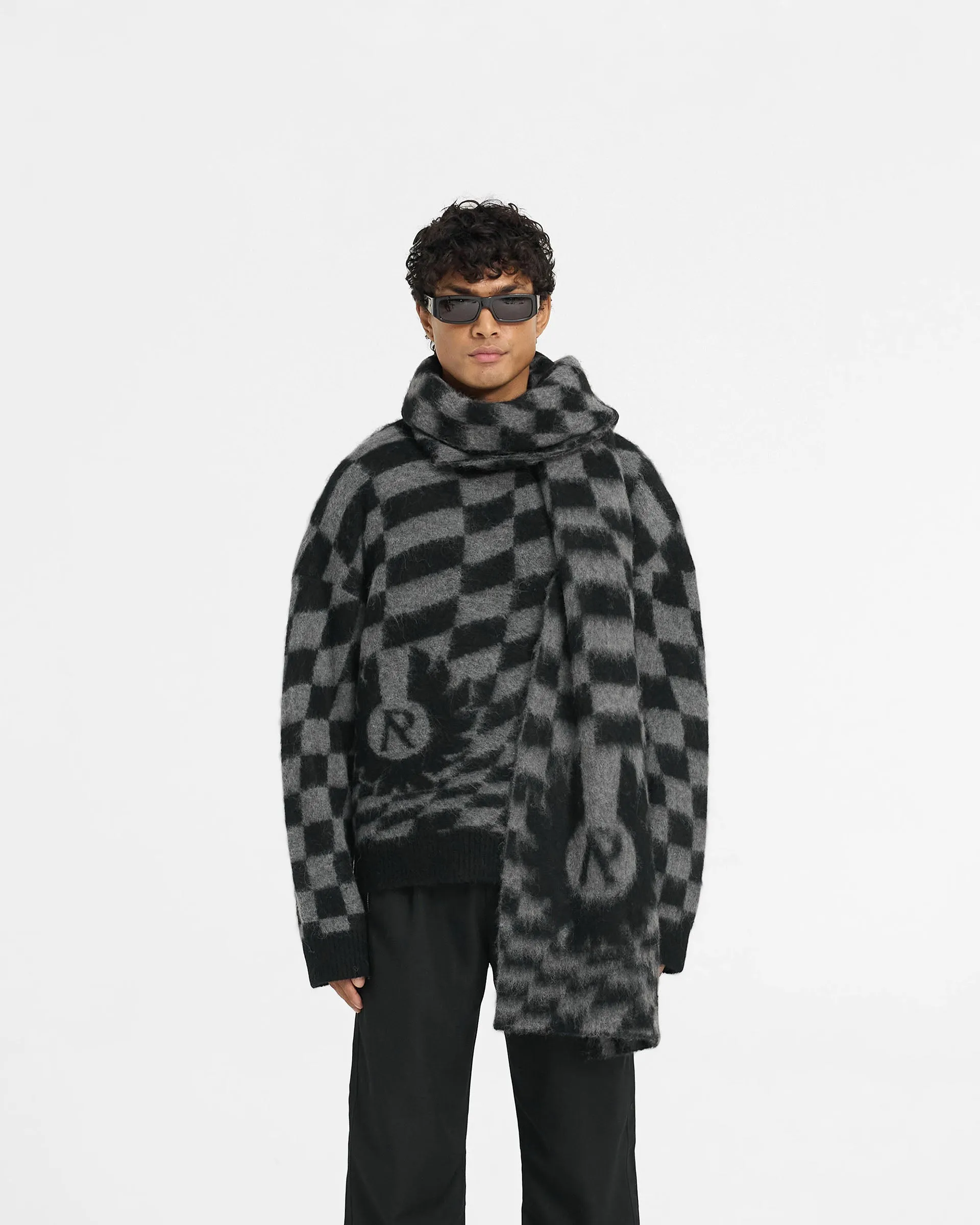 Represent X Belstaff Checkerboard Knit Sweater - Shadow